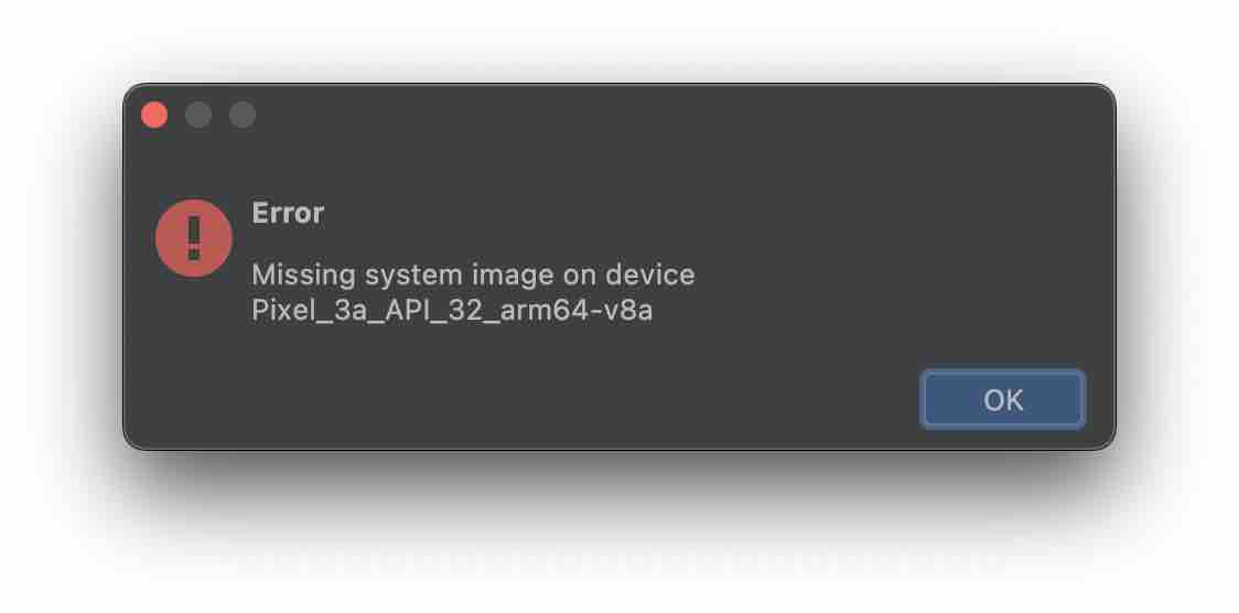 [Android Studio] Error Missing system image on device